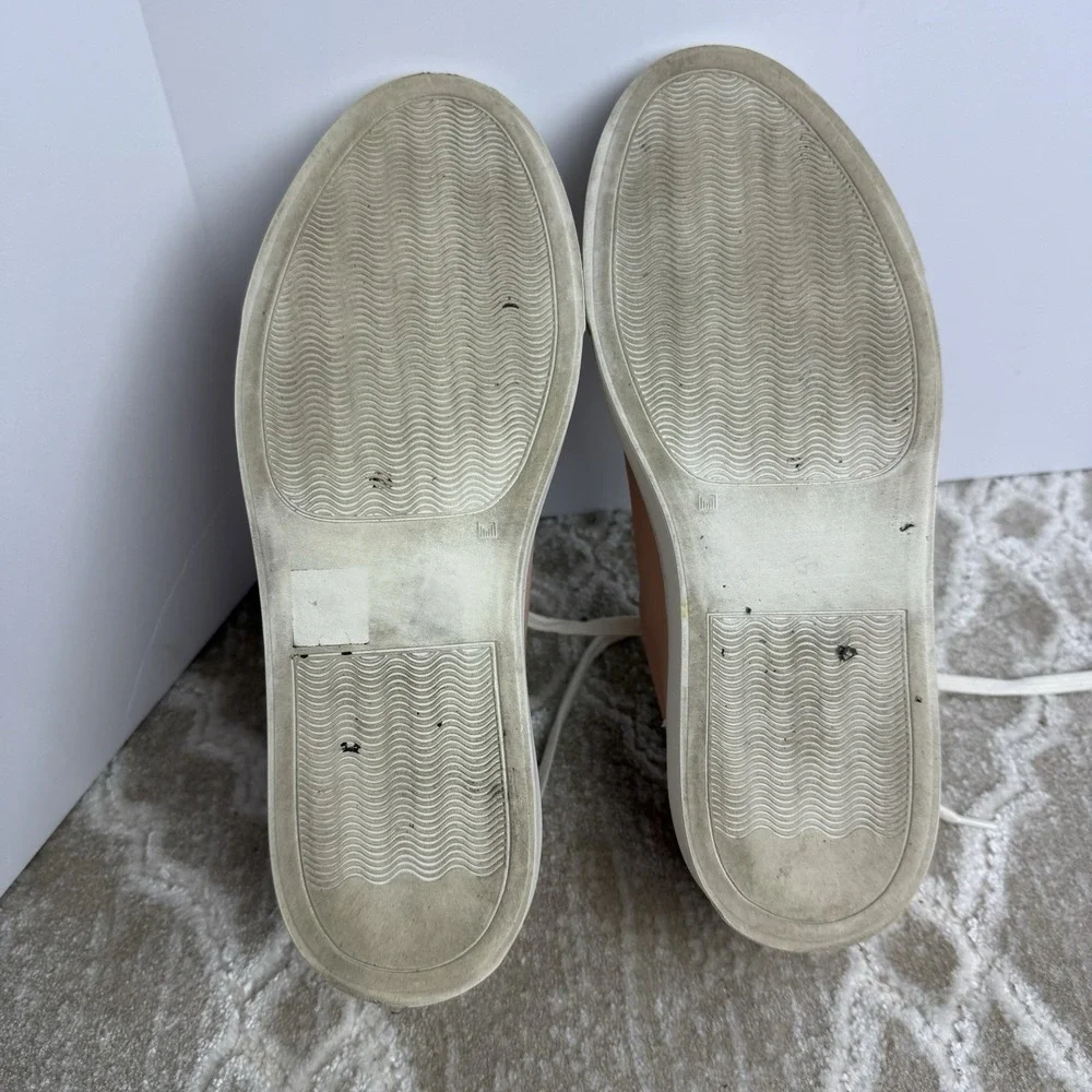 Zara‎ Women's Platform Sneakers White Beige Pink Size 36 (US 6) Leather Suede